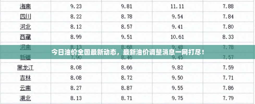 今日油价全国最新动态，最新油价调整消息一网打尽！