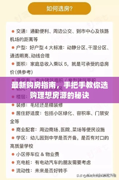 最新购房指南，手把手教你选购理想房源的秘诀