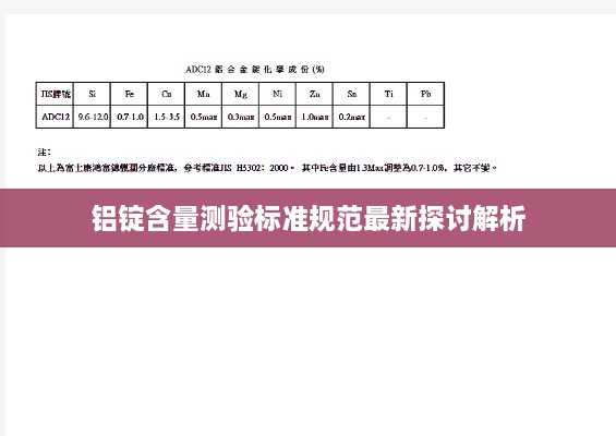 铝锭含量测验标准规范最新探讨解析