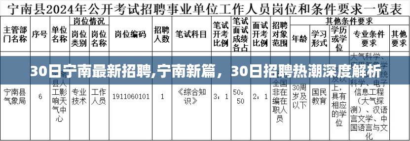 宁南最新招聘热潮解析，30日招聘动态，开启新篇章