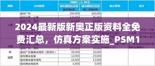 2024最新版新奥正版资料全免费汇总，仿真方案实施_PSM18.700特别版