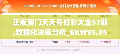 正版澳门天天开好彩大全57期,数据化决策分析_GKW95.951零售版