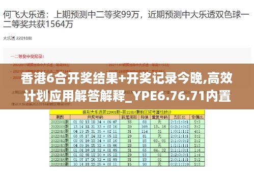 香港6合开奖结果+开奖记录今晚,高效计划应用解答解释_YPE6.76.71内置版