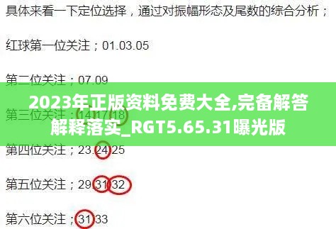 2023年正版资料免费大全,完备解答解释落实_RGT5.65.31曝光版