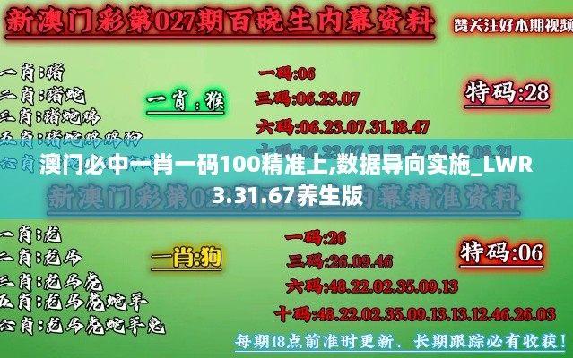 澳门必中一肖一码100精准上,数据导向实施_LWR3.31.67养生版