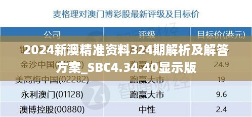 2024新澳精准资料324期解析及解答方案_SBC4.34.40显示版