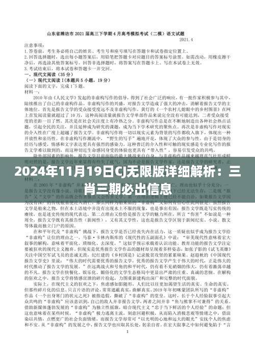 2024年11月19日CJ无限版详细解析：三肖三期必出信息