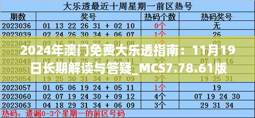 2024年澳门免费大乐透指南：11月19日长期解读与答疑_MCS7.78.61版