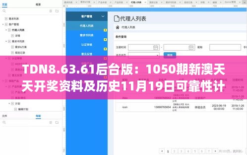 TDN8.63.61后台版：1050期新澳天天开奖资料及历史11月19日可靠性计划执行