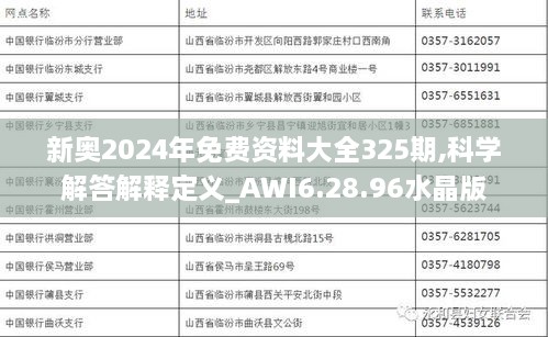 新奥2024年免费资料大全325期,科学解答解释定义_AWI6.28.96水晶版