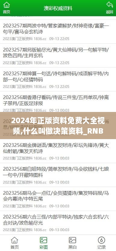 2024年正版资料免费大全视频,什么叫做决策资料_RNB1.69.51便签版