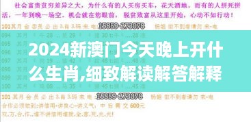 2024新澳门今天晚上开什么生肖,细致解读解答解释执行_IUA2.50.94VR版