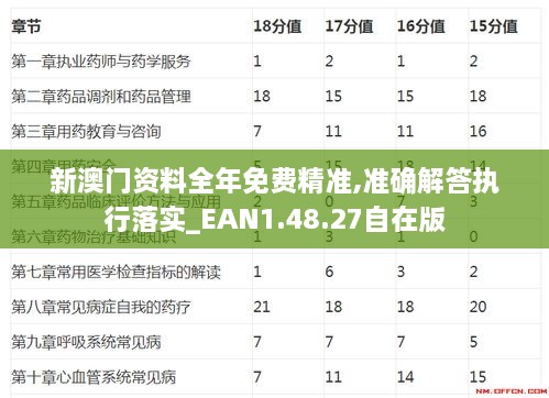 新澳门资料全年免费精准,准确解答执行落实_EAN1.48.27自在版