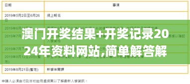 澳门开奖结果+开奖记录2024年资料网站,简单解答解释落实_愉悦版CDK7.22