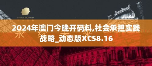 2O24年澳门今晚开码料,社会承担实践战略_动态版XCS8.16