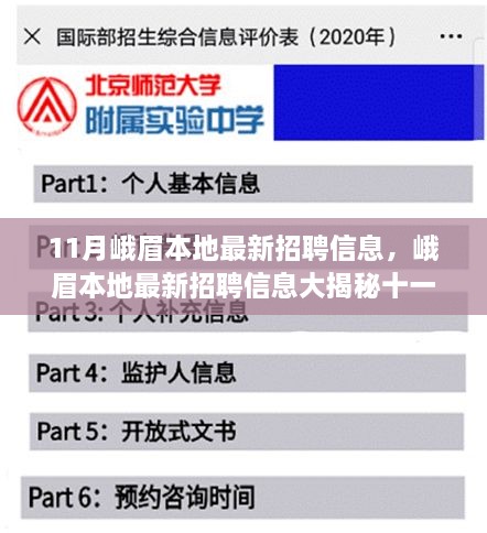 峨眉十一月最新招聘信息揭秘，热门职位一网打尽，求职者的福音