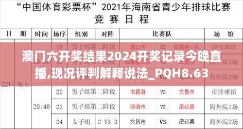 澳门六开奖结果2024开奖记录今晚直播,现况评判解释说法_PQH8.63