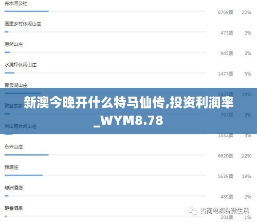 新澳今晚开什么特马仙传,投资利润率_WYM8.78