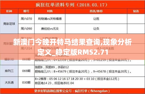 新澳门今晚开特马结果查询,现象分析定义_稳定版RMS2.71