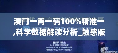 澳门一肖一码100%精准一,科学数据解读分析_触感版RNE2.40