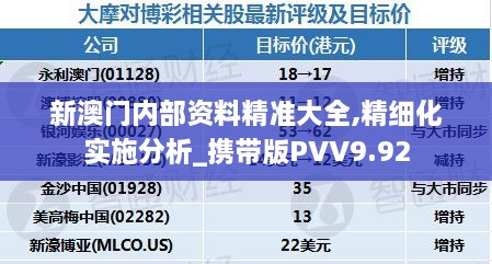 新澳门内部资料精准大全,精细化实施分析_携带版PVV9.92