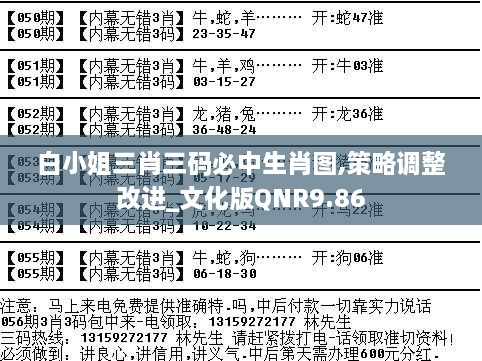 白小姐三肖三码必中生肖图,策略调整改进_文化版QNR9.86