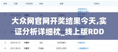 大众网官网开奖结果今天,实证分析详细枕_线上版RDD9.32