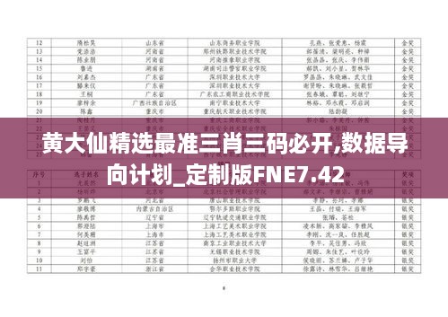 黄大仙精选最准三肖三码必开,数据导向计划_定制版FNE7.42