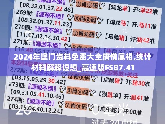 2024年澳门资料免费大全唐僧属相,统计材料解释设想_高速版FSB7.41