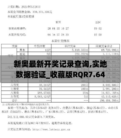 新奥最新开奖记录查询,实地数据验证_收藏版RQR7.64