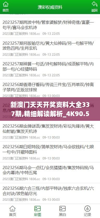 新澳门天天开奖资料大全337期,精细解读解析_4K90.559-5