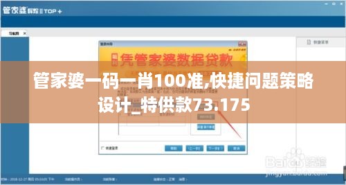 管家婆一码一肖100准,快捷问题策略设计_特供款73.175