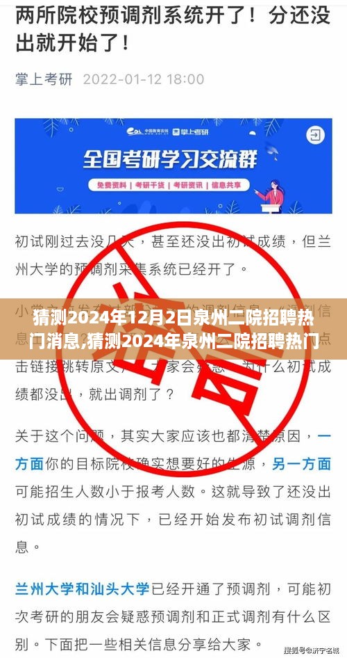 泉州二院招聘热门消息预测，岗位需求与职业发展新动向（2024年12月2日）