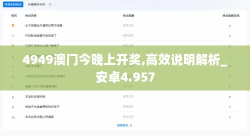 4949澳门今晚上开奖,高效说明解析_安卓4.957