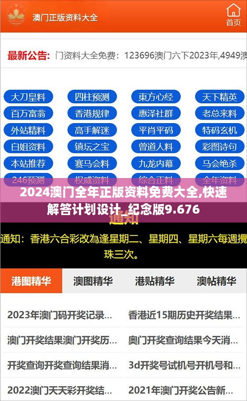 2024澳门全年正版资料免费大全,快速解答计划设计_纪念版9.676