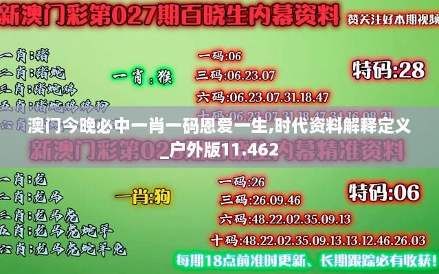 澳门今晚必中一肖一码恩爱一生,时代资料解释定义_户外版11.462