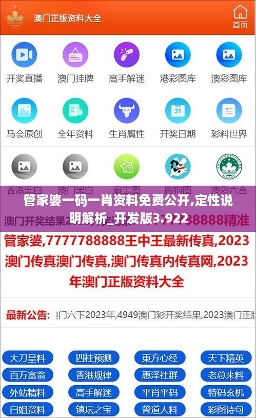 管家婆一码一肖资料免费公开,定性说明解析_开发版3.922