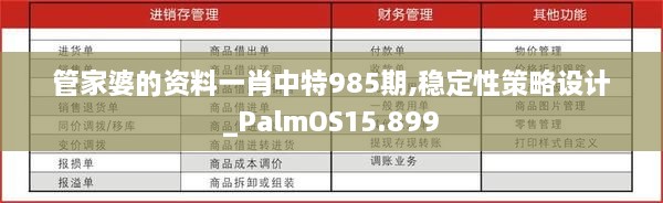 管家婆的资料一肖中特985期,稳定性策略设计_PalmOS15.899