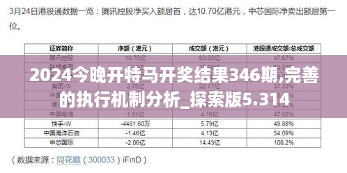 2024今晚开特马开奖结果346期,完善的执行机制分析_探索版5.314