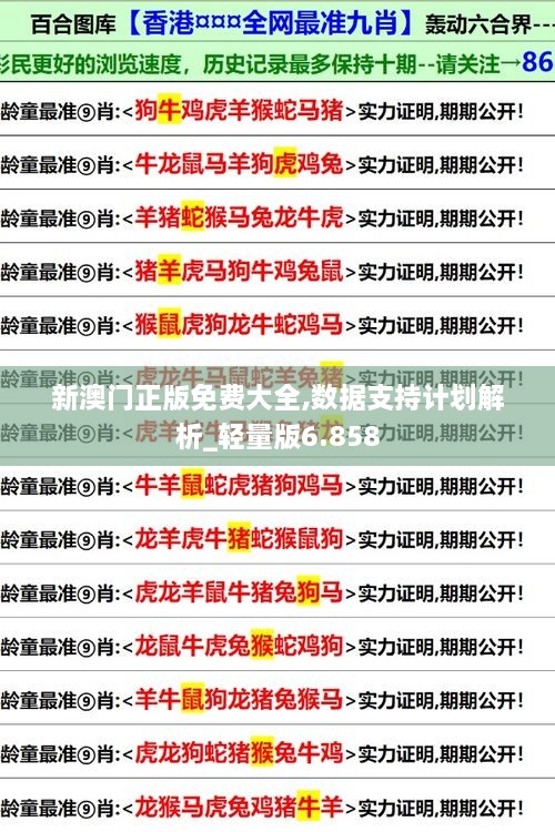 新澳门正版免费大全,数据支持计划解析_轻量版6.858