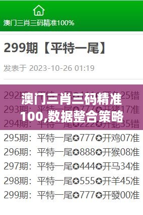 澳门三肖三码精准100,数据整合策略解析_轻量版4.865