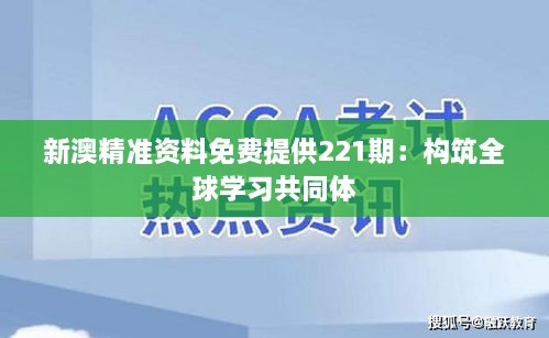 新澳精准资料免费提供221期：构筑全球学习共同体