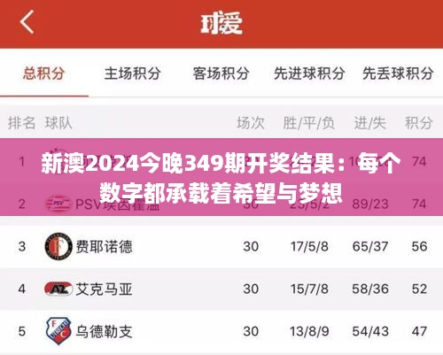 新澳2024今晚349期开奖结果：每个数字都承载着希望与梦想