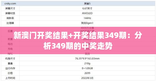 新澳门开奖结果+开奖结果349期：分析349期的中奖走势