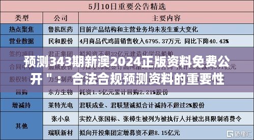 预测343期新澳2024正版资料免费公开＂： 合法合规预测资料的重要性