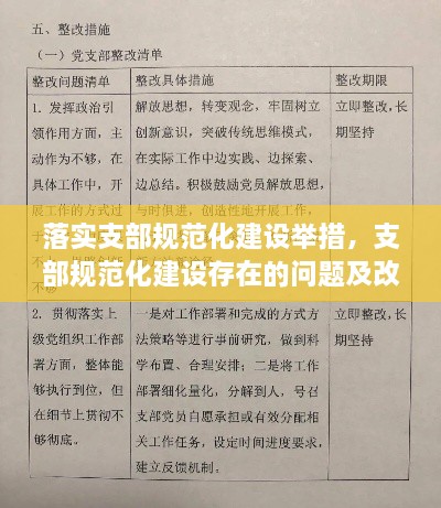 落实支部规范化建设举措，支部规范化建设存在的问题及改进措施 