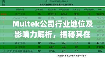 Multek公司行业地位及影响力解析，揭秘其在业界的影响力排名