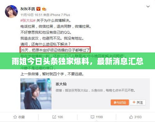 雨姐今日头条独家爆料，最新消息汇总
