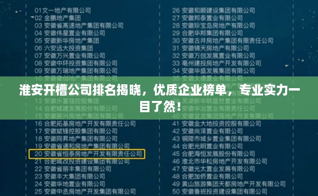 淮安开槽公司排名揭晓，优质企业榜单，专业实力一目了然！